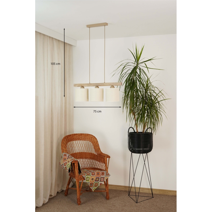 Brilagi - Lestenec na vrvici FOREST 3xE27/15W/230V bor/rjava/krem barva