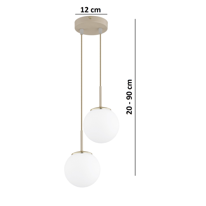 Brilagi - Lestenec na vrvici MILO ECRU 2xE27/60W/230V bež/zlata