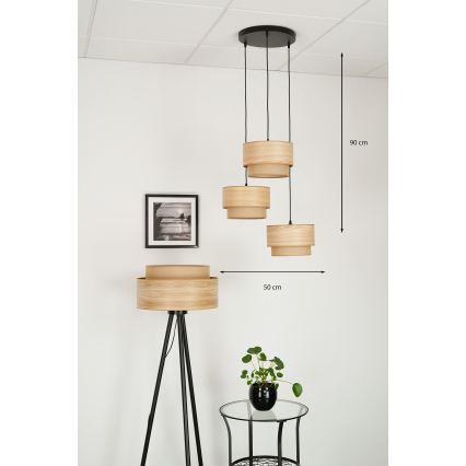 Brilagi - Lestenec na vrvici MONTANA BOHO 3xE27/15W/230V rjava/črna