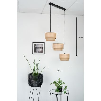 Brilagi - Lestenec na vrvici MONTANA BOHO 3xE27/15W/230V rjava/črna