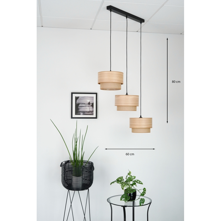 Brilagi - Lestenec na vrvici MONTANA BOHO 3xE27/15W/230V rjava/črna