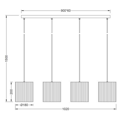 Brilagi - Lestenec na vrvici NORDIC WAVE 4xE27/15W/230V lan/črna