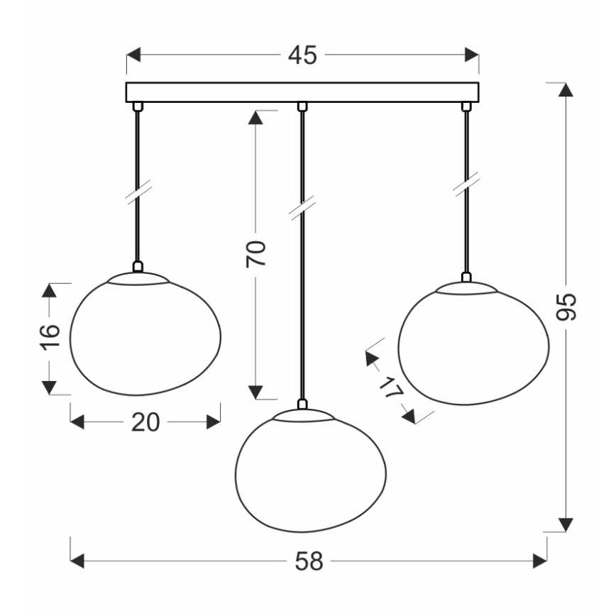 BRILAGI - Lestenec na vrvici PEBBLES 3xE27/40W/230V črna