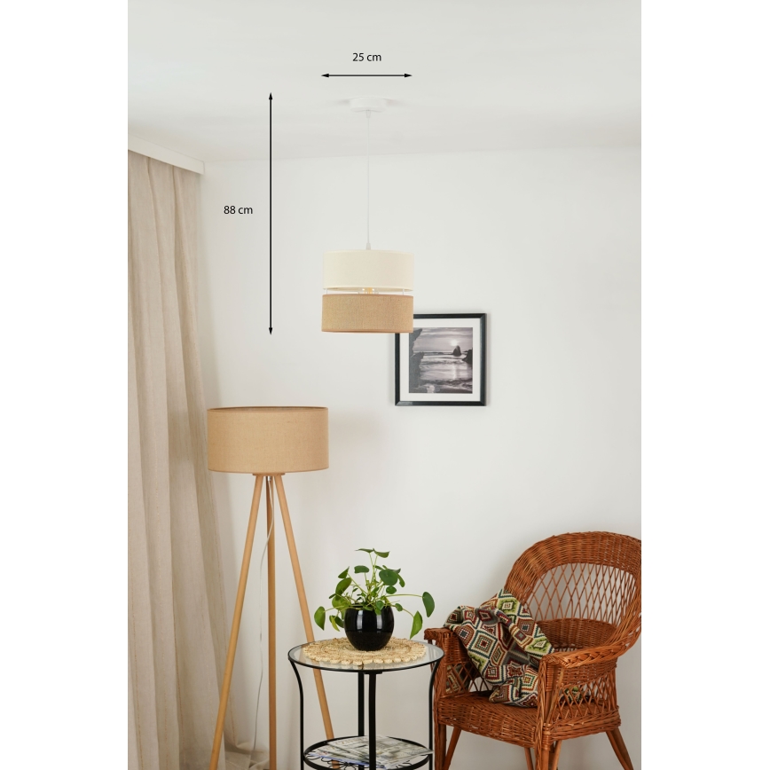 Brilagi - Lestenec na vrvici ROYAL YUTE 1xE27/15W/230V pr. 25 cm bež/krem barva