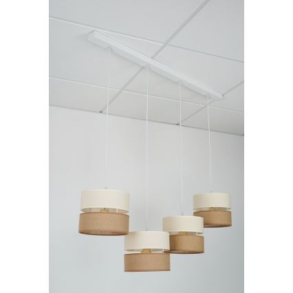 Brilagi - Lestenec na vrvici ROYAL YUTE 4xE27/15W/230V bež/krem barva/bela