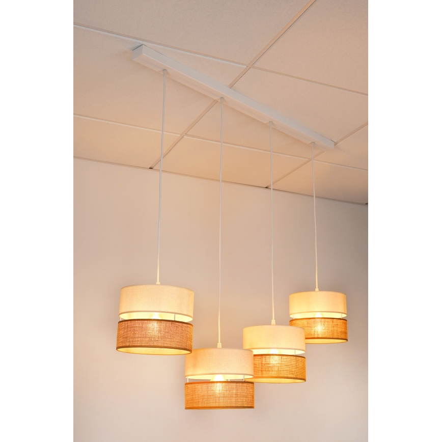 Brilagi - Lestenec na vrvici ROYAL YUTE 4xE27/15W/230V bež/krem barva/bela