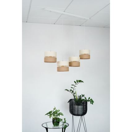 Brilagi - Lestenec na vrvici ROYAL YUTE 4xE27/15W/230V bež/krem barva/bela