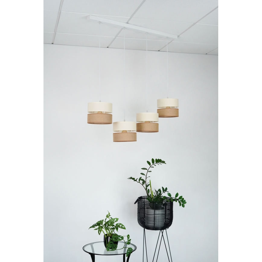 Brilagi - Lestenec na vrvici ROYAL YUTE 4xE27/15W/230V bež/krem barva/bela