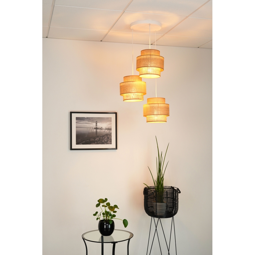 Brilagi - Lestenec na vrvici SPACE YUTE 3xE27/15W/230V bež/bela