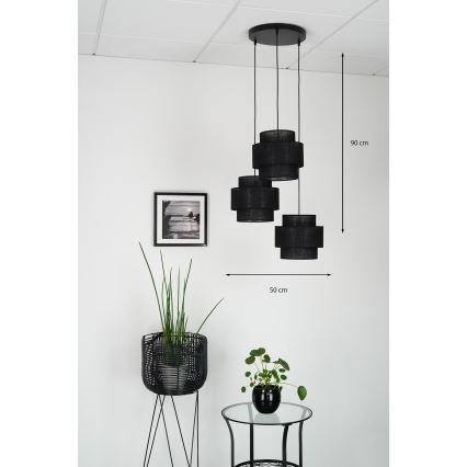 Brilagi - Lestenec na vrvici SPACE YUTE 3xE27/15W/230V črna