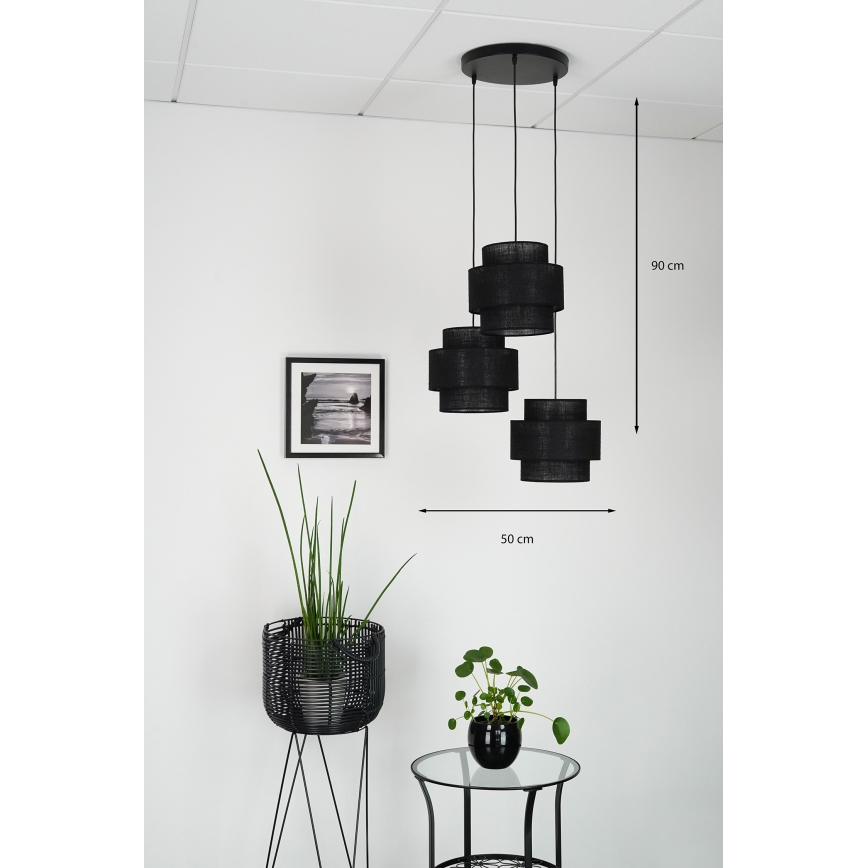 Brilagi - Lestenec na vrvici SPACE YUTE 3xE27/15W/230V črna
