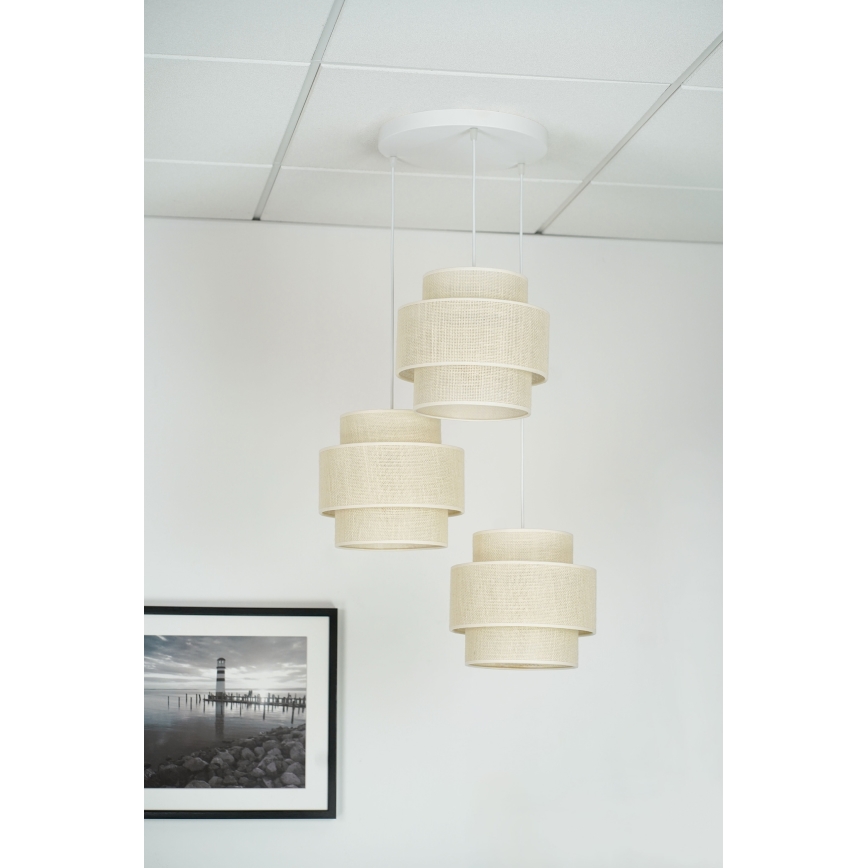 Brilagi - Lestenec na vrvici SPACE YUTE 3xE27/15W/230V krem barva/bela