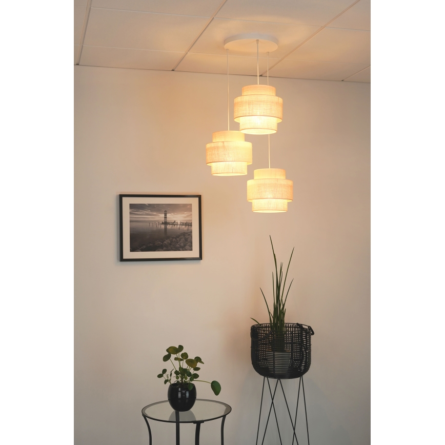 Brilagi - Lestenec na vrvici SPACE YUTE 3xE27/15W/230V krem barva/bela