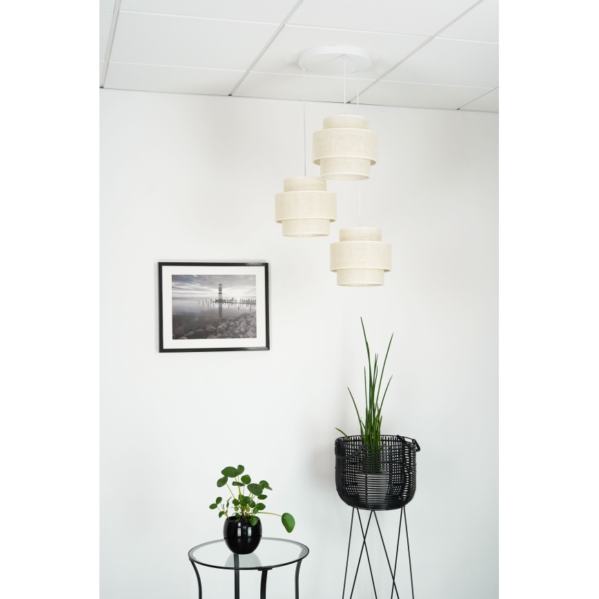 Brilagi - Lestenec na vrvici SPACE YUTE 3xE27/15W/230V krem barva/bela