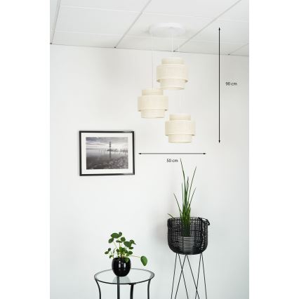 Brilagi - Lestenec na vrvici SPACE YUTE 3xE27/15W/230V krem barva/bela