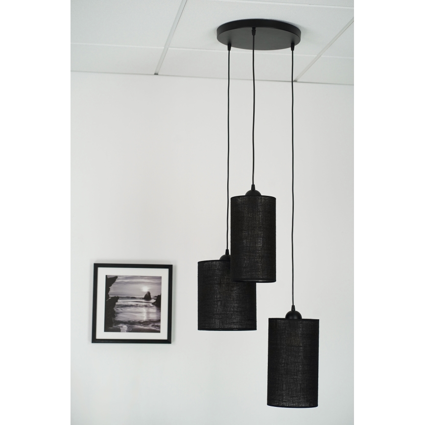 Brilagi - Lestenec na vrvici TUBES 3xE27/15W/230V črna