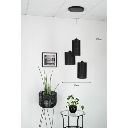 Brilagi - Lestenec na vrvici TUBES 3xE27/15W/230V črna