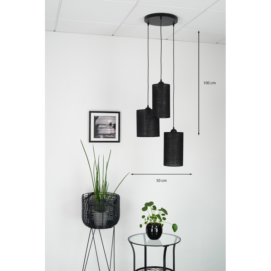 Brilagi - Lestenec na vrvici TUBES 3xE27/15W/230V črna