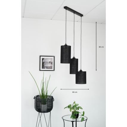 Brilagi - Lestenec na vrvici TUBES 3xE27/15W/230V črna