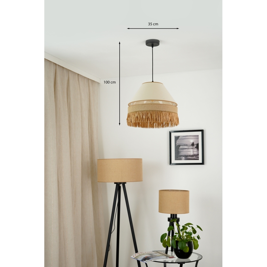 Brilagi - Lestenec na vrvici WINNETOU AVIGNION 1xE27/15W/230V pr. 35 cm rjava/krem barva