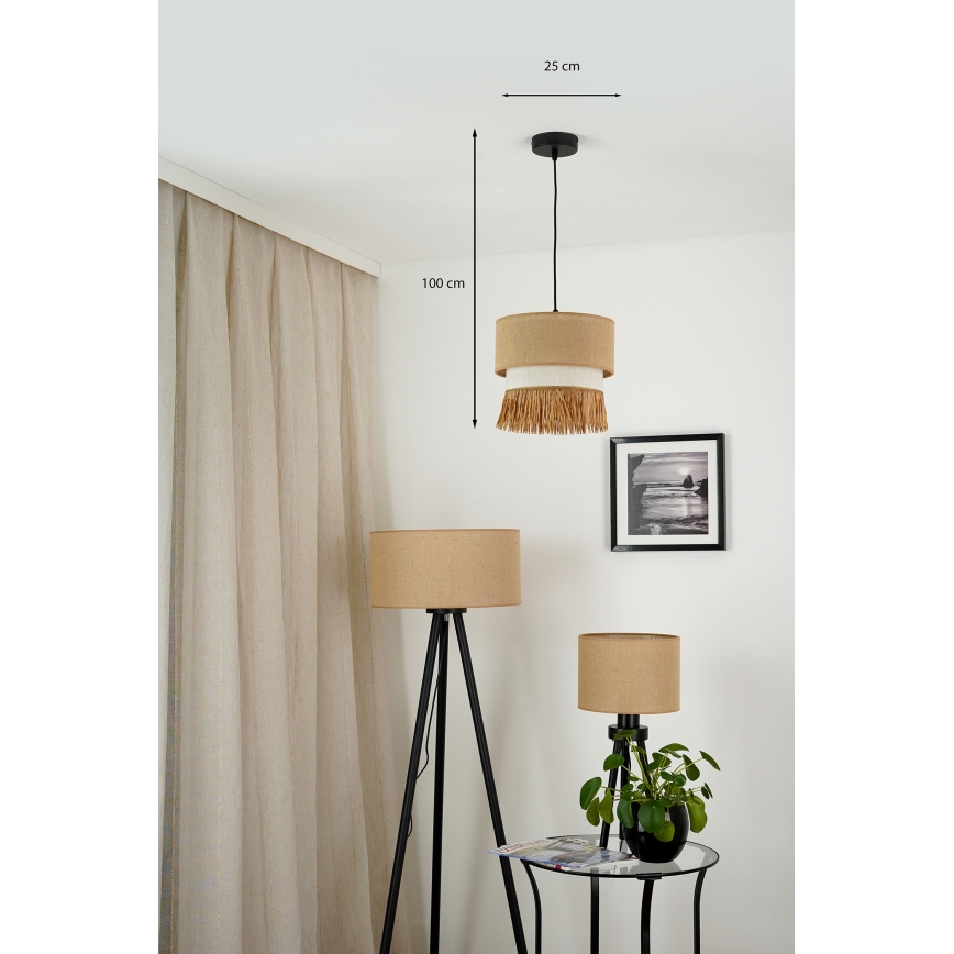 Brilagi - Lestenec na vrvici WINNETOU BOHO 1xE27/15W/230V pr. 25 cm rjava/krem barva