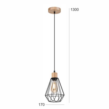 Brilagi - Lestenec na vrvici WOODY BASKET 1xE27/60W/230V hrast