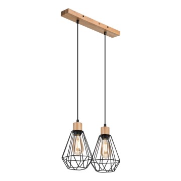 Brilagi - Lestenec na vrvici WOODY BASKET 2xE27/60W/230V hrast