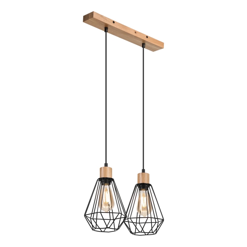 Brilagi - Lestenec na vrvici WOODY BASKET 2xE27/60W/230V hrast