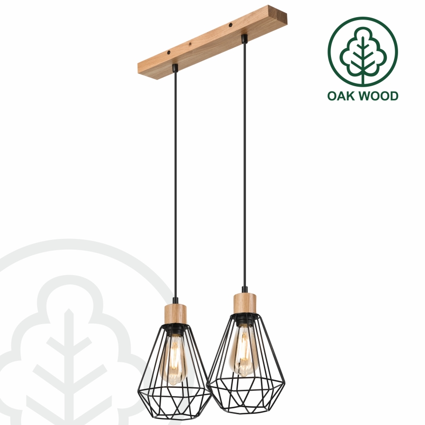 Brilagi - Lestenec na vrvici WOODY BASKET 2xE27/60W/230V hrast