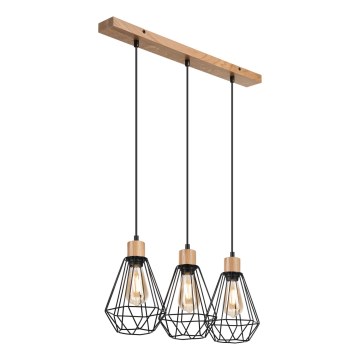 Brilagi - Lestenec na vrvici WOODY BASKET 3xE27/60W/230V hrast