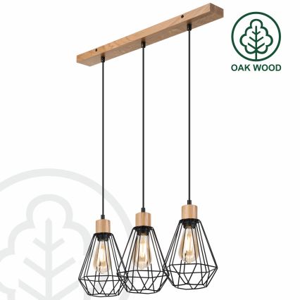 Brilagi - Lestenec na vrvici WOODY BASKET 3xE27/60W/230V hrast