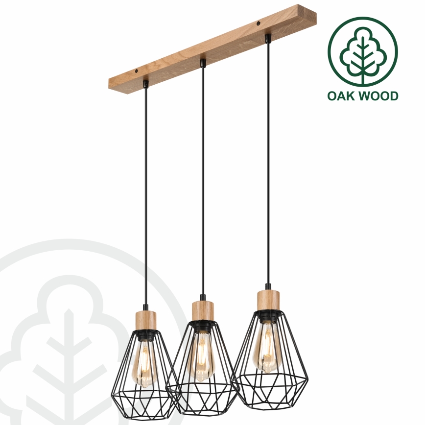 Brilagi - Lestenec na vrvici WOODY BASKET 3xE27/60W/230V hrast
