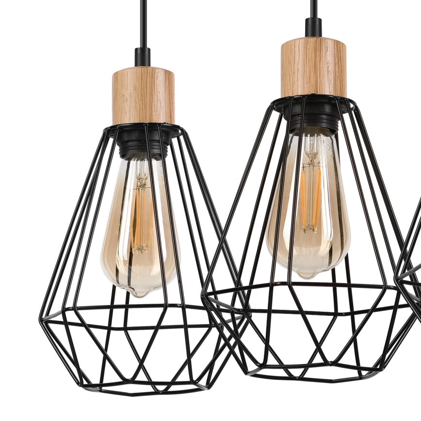 Brilagi - Lestenec na vrvici WOODY BASKET 3xE27/60W/230V hrast
