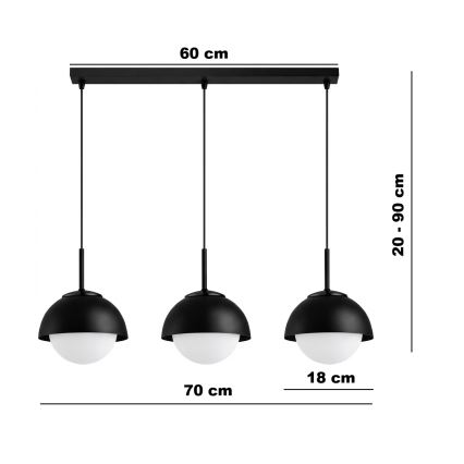 BRILAGI - Lestenec na žici COSMO 3xE27/60W/230V črna