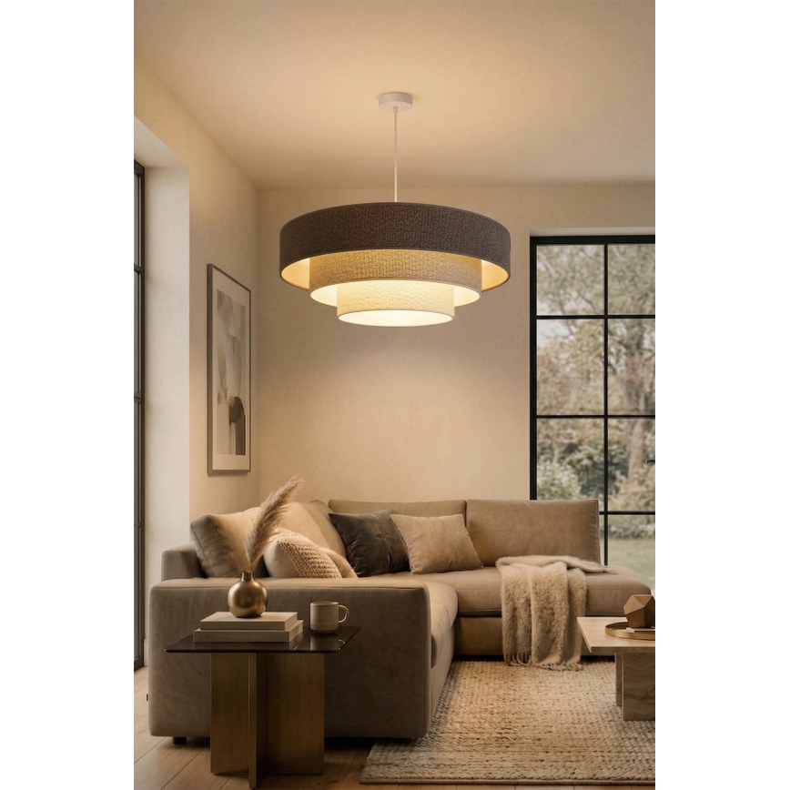 Brilagi - Lestenec na žici LUNETA 3xE27/60W/230V premer 80 cm siva/kremna/bela
