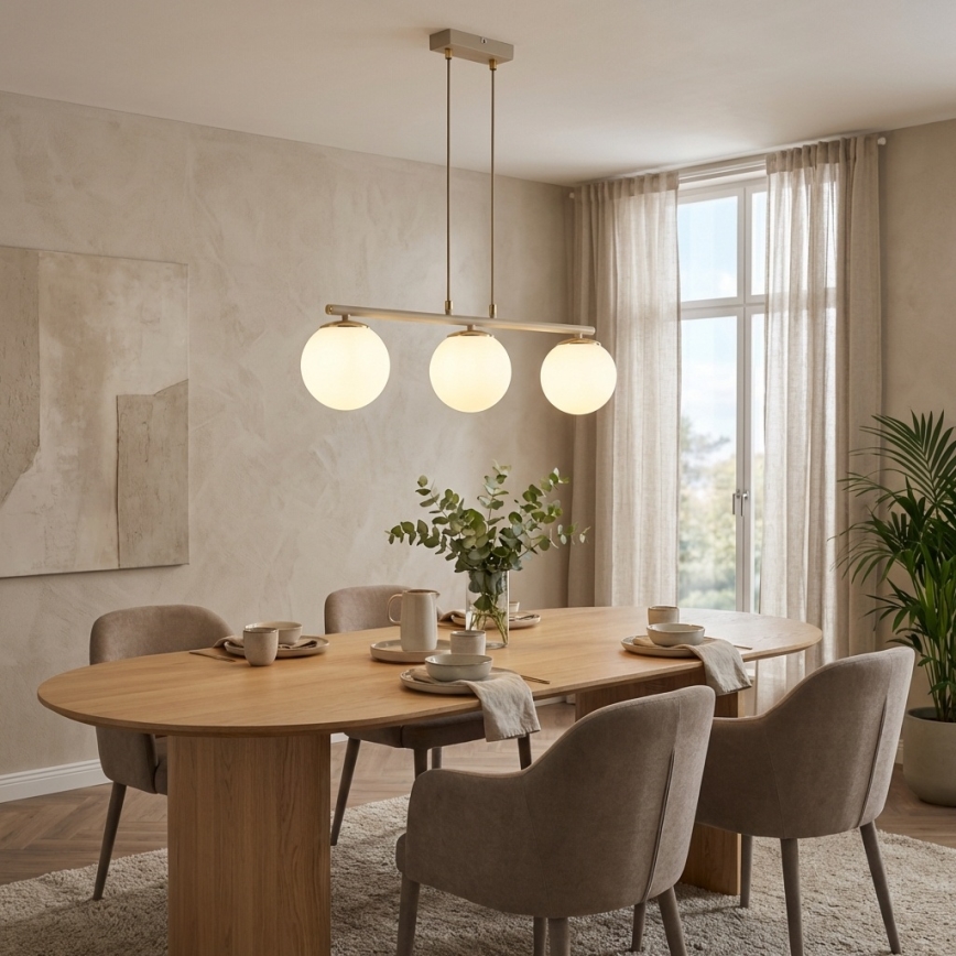 Brilagi - Lestenec na žici MILO ECRU 3xE27/60W/230V bež/zlata