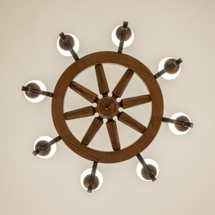 Brilagi - Lestenec ROATA na verigi 8xE14/40W/230V, premer 70 cm, bukev/oreh