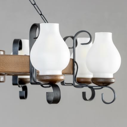 Brilagi - Lestenec ROATA na verigi 8xE14/40W/230V, premer 70 cm, bukev/oreh