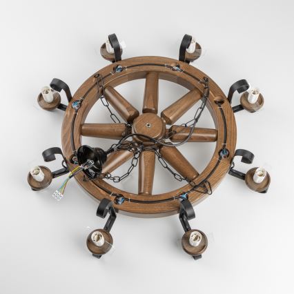 Brilagi - Lestenec ROATA na verigi 8xE14/40W/230V, premer 70 cm, bukev/oreh