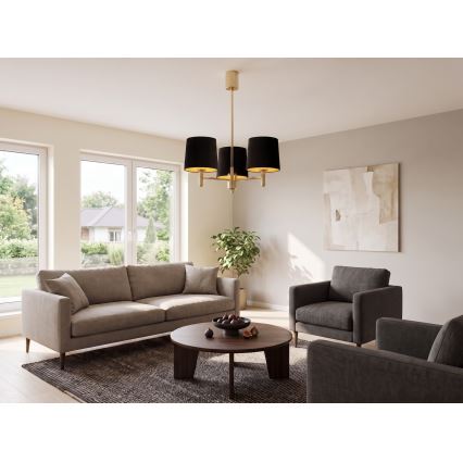 Brilagi - Lestenec s palico MONTE 3xE27/60W/230V črna/zlata