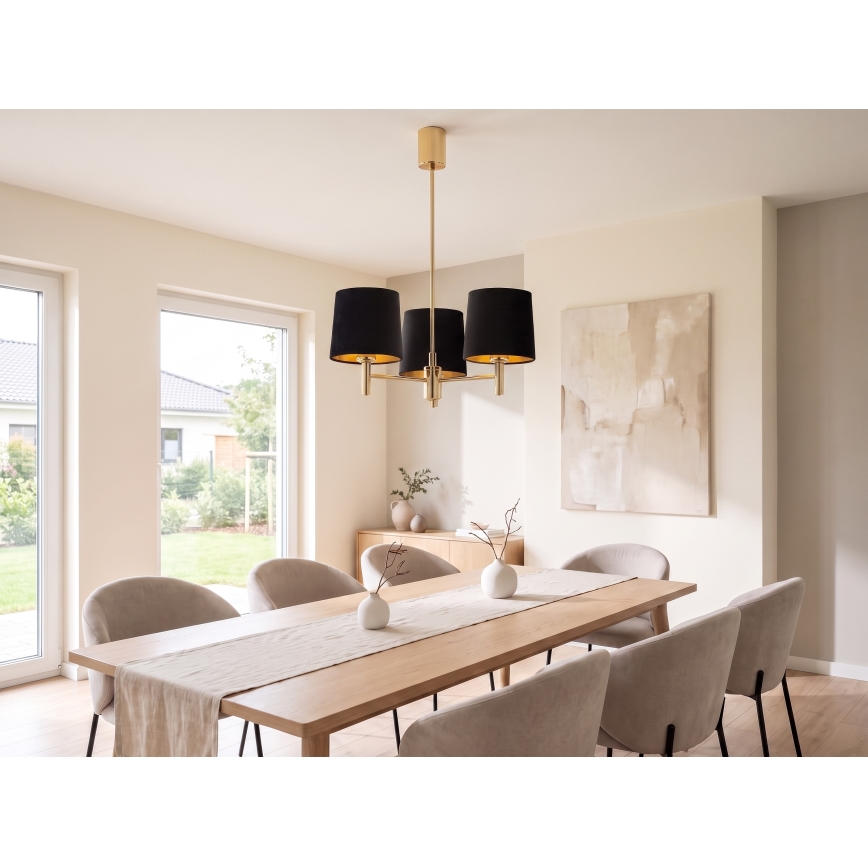 Brilagi - Lestenec s palico MONTE 3xE27/60W/230V črna/zlata