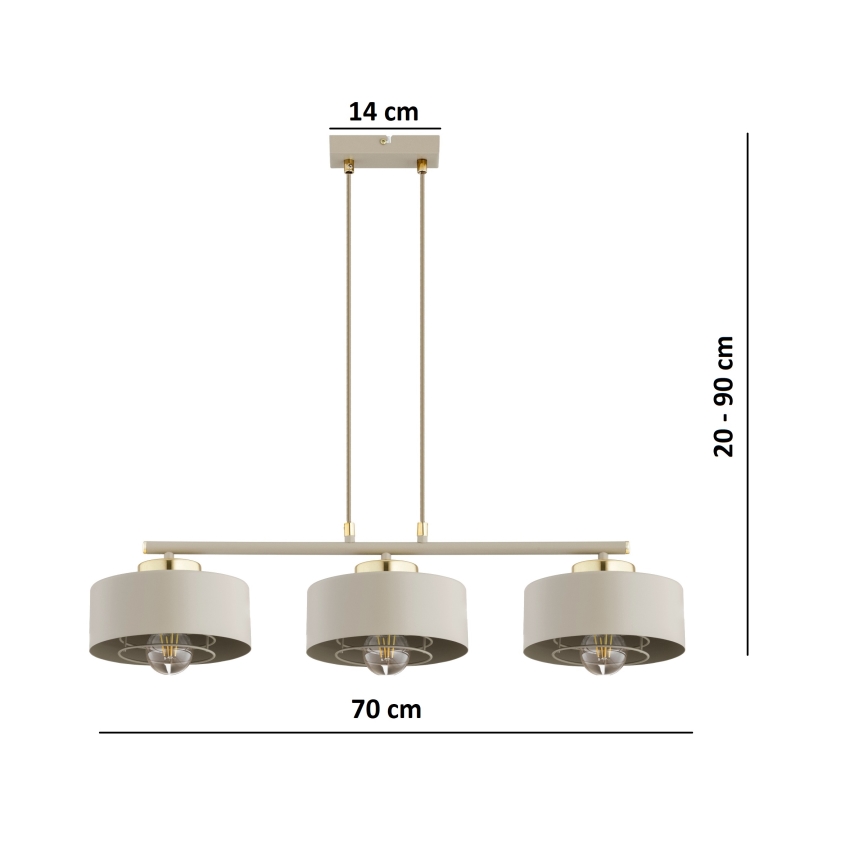 Brilagi - Lestenec s tankim kablom 3xE27/60W/230V bež/zlata