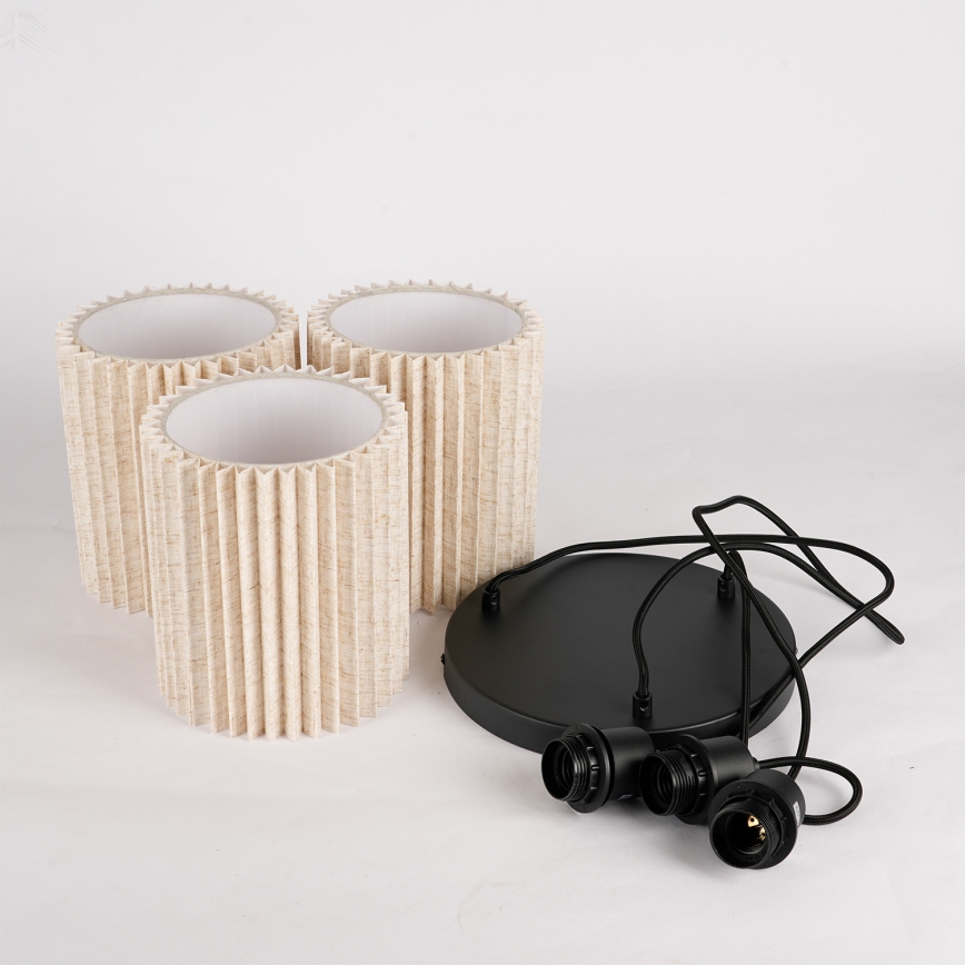 Brilagi - Lestenec z jeklenim kablom NORDIC WAVE 3xE27/15W/230V Ø 38 cm lan/črna