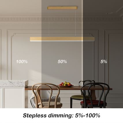 Brilagi - Zatemljiv LED lestenec SLEEKLINE SMART LED/40W/230V Wi‑Fi Tuya, hrastov dekor + daljinski upravljalnik