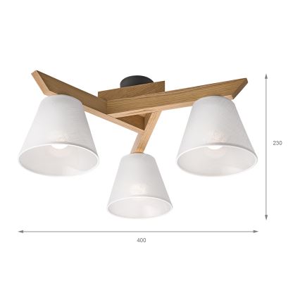 Brilagi - Nadgradni lestenec ANTHONY 3xE14/40W/230V hrast/bela