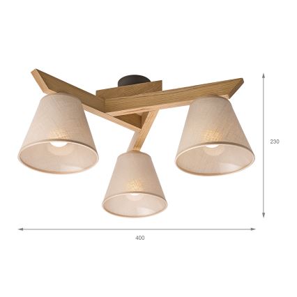 Brilagi - Nadgradni lestenec ANTHONY 3xE14/40W/230V hrast/bež