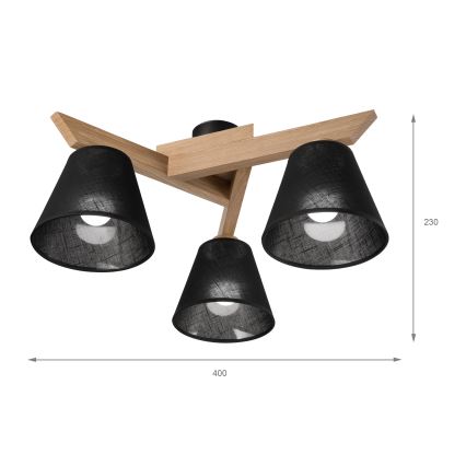 Brilagi - Nadgradni lestenec ANTHONY 3xE14/40W/230V hrast/črna