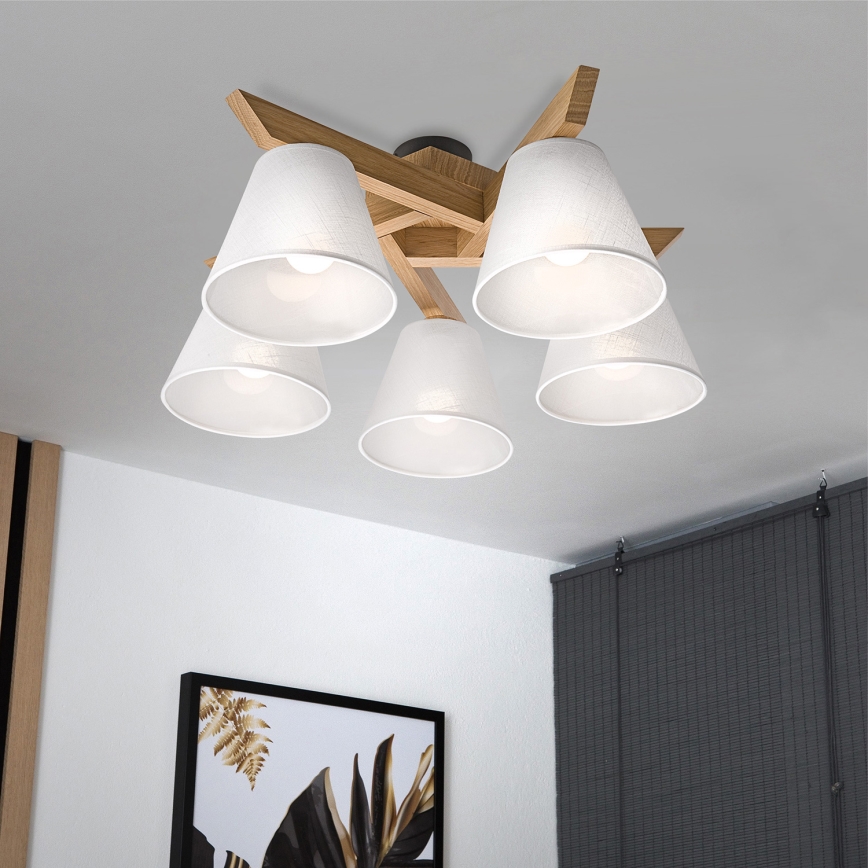 Brilagi - Nadgradni lestenec ANTHONY 5xE14/40W/230V hrast/bela