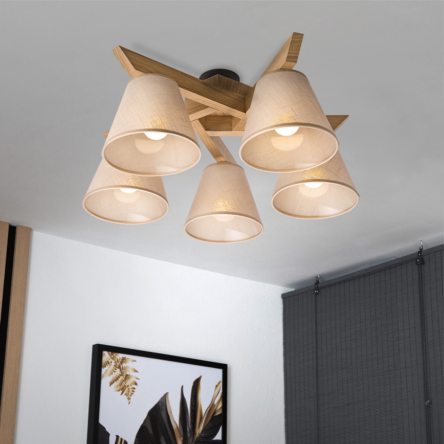 Brilagi - Nadgradni lestenec ANTHONY 5xE14/40W/230V hrast/bež