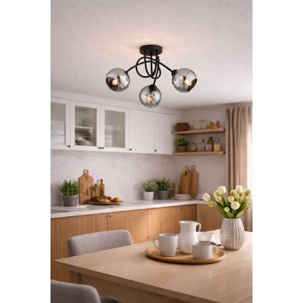 Brilagi - Nadometni lestenec DIOR 3xE27/60W/230V črna/dimno siva